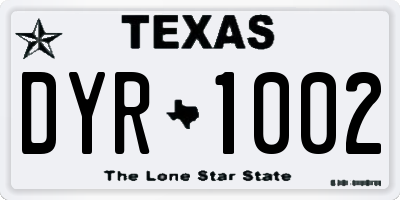 TX license plate DYR1002