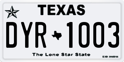 TX license plate DYR1003