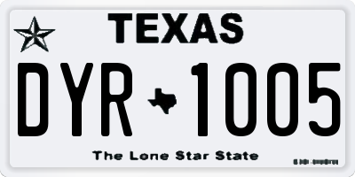 TX license plate DYR1005