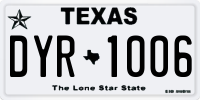 TX license plate DYR1006