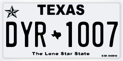 TX license plate DYR1007