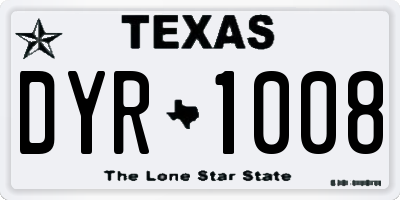 TX license plate DYR1008