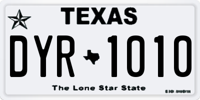 TX license plate DYR1010