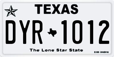 TX license plate DYR1012