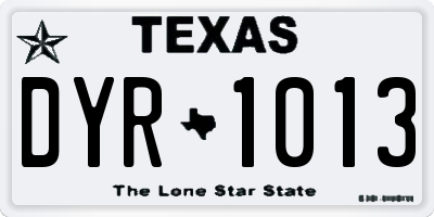 TX license plate DYR1013
