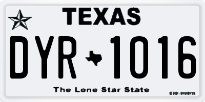 TX license plate DYR1016