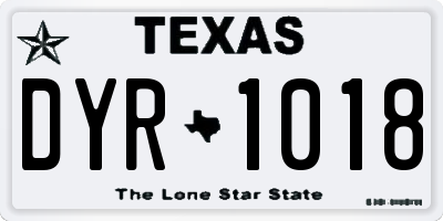 TX license plate DYR1018