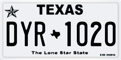TX license plate DYR1020
