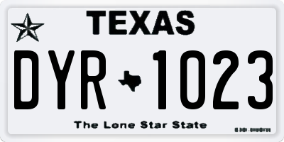 TX license plate DYR1023