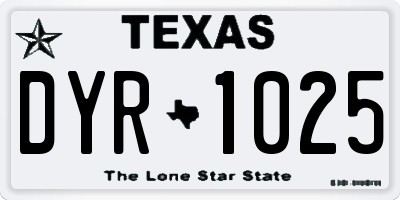 TX license plate DYR1025
