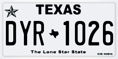 TX license plate DYR1026