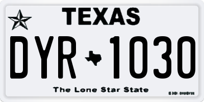 TX license plate DYR1030
