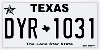 TX license plate DYR1031