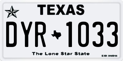TX license plate DYR1033