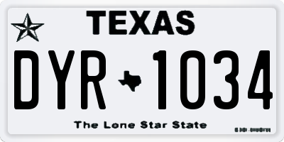 TX license plate DYR1034