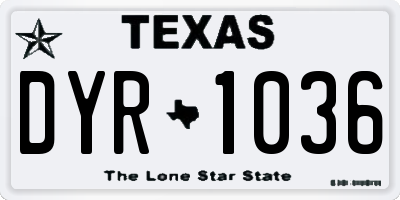TX license plate DYR1036