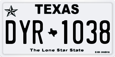 TX license plate DYR1038