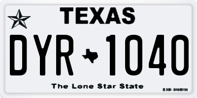 TX license plate DYR1040