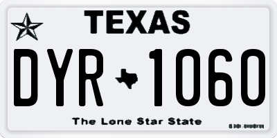 TX license plate DYR1060