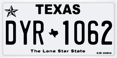 TX license plate DYR1062
