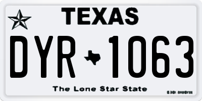 TX license plate DYR1063