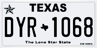 TX license plate DYR1068