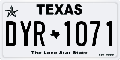 TX license plate DYR1071