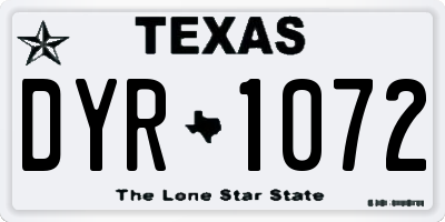 TX license plate DYR1072