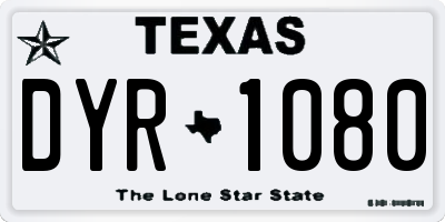 TX license plate DYR1080