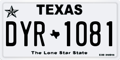 TX license plate DYR1081