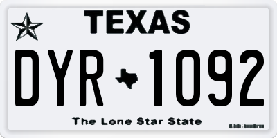 TX license plate DYR1092