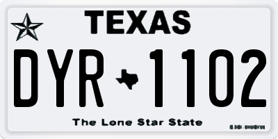 TX license plate DYR1102