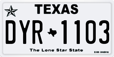 TX license plate DYR1103