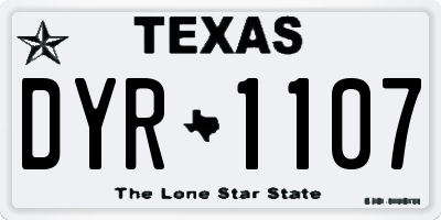 TX license plate DYR1107