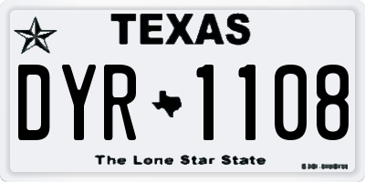 TX license plate DYR1108