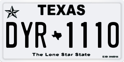 TX license plate DYR1110