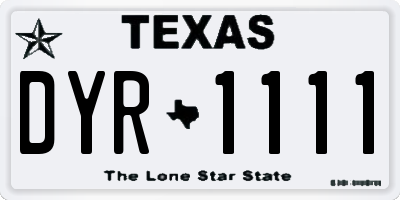 TX license plate DYR1111