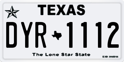 TX license plate DYR1112