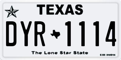 TX license plate DYR1114