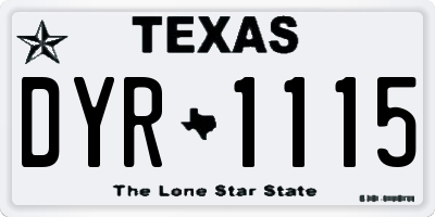 TX license plate DYR1115