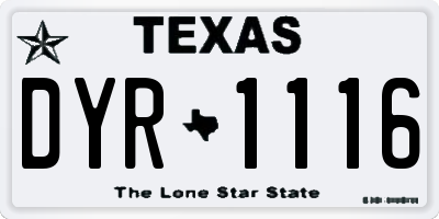 TX license plate DYR1116