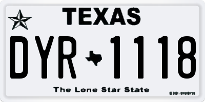 TX license plate DYR1118