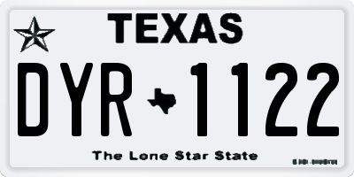 TX license plate DYR1122