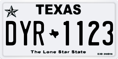 TX license plate DYR1123