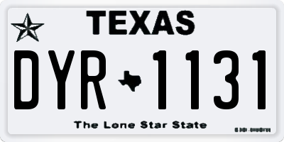 TX license plate DYR1131