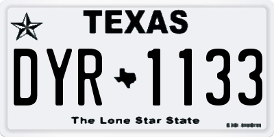 TX license plate DYR1133