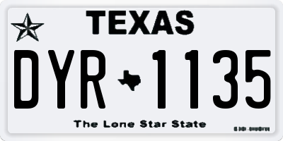 TX license plate DYR1135