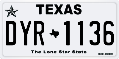 TX license plate DYR1136