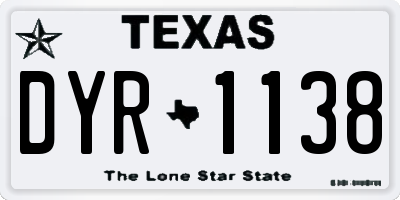TX license plate DYR1138