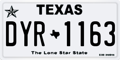 TX license plate DYR1163